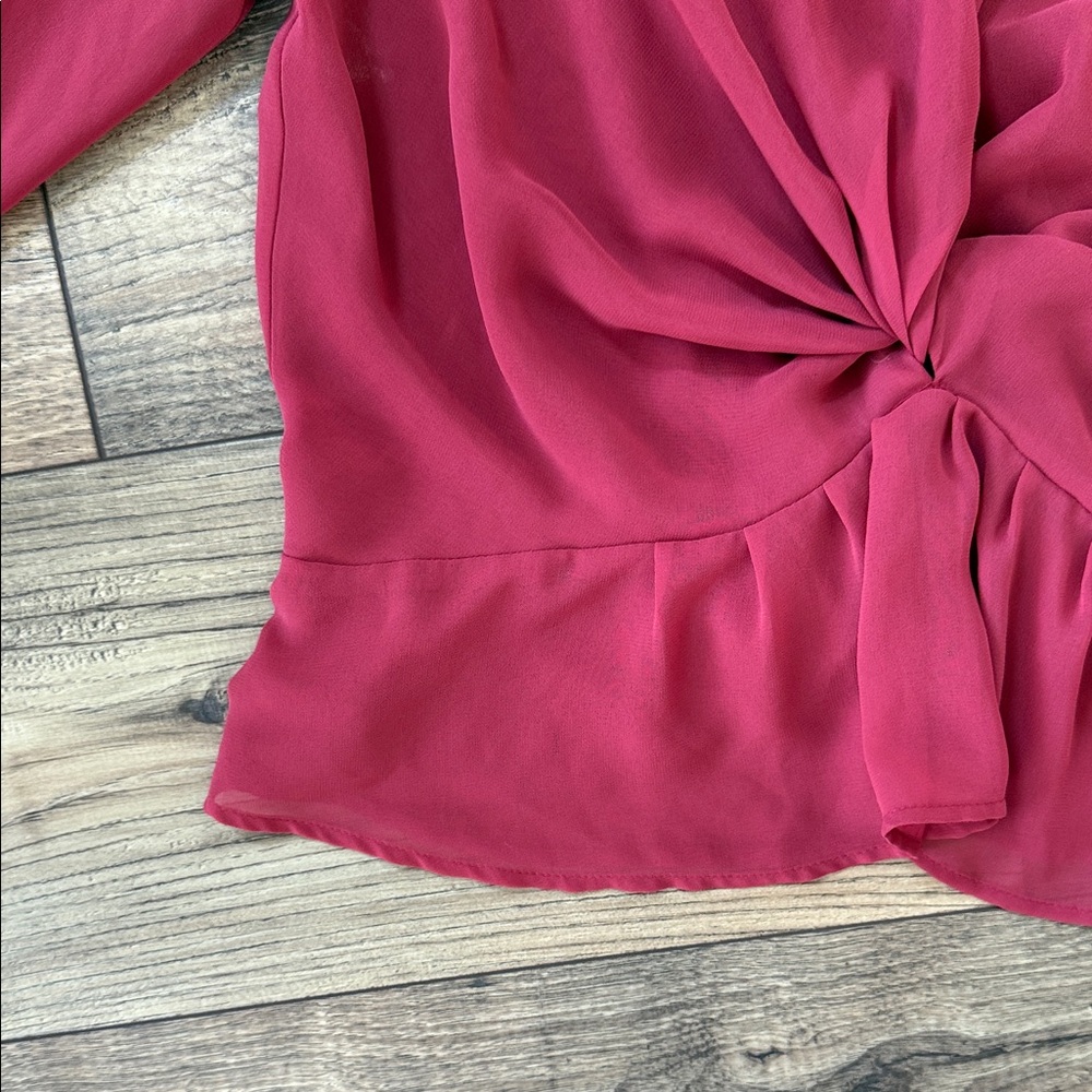 Express Deep Red Twist Front Blouse - Picture 4 of 6